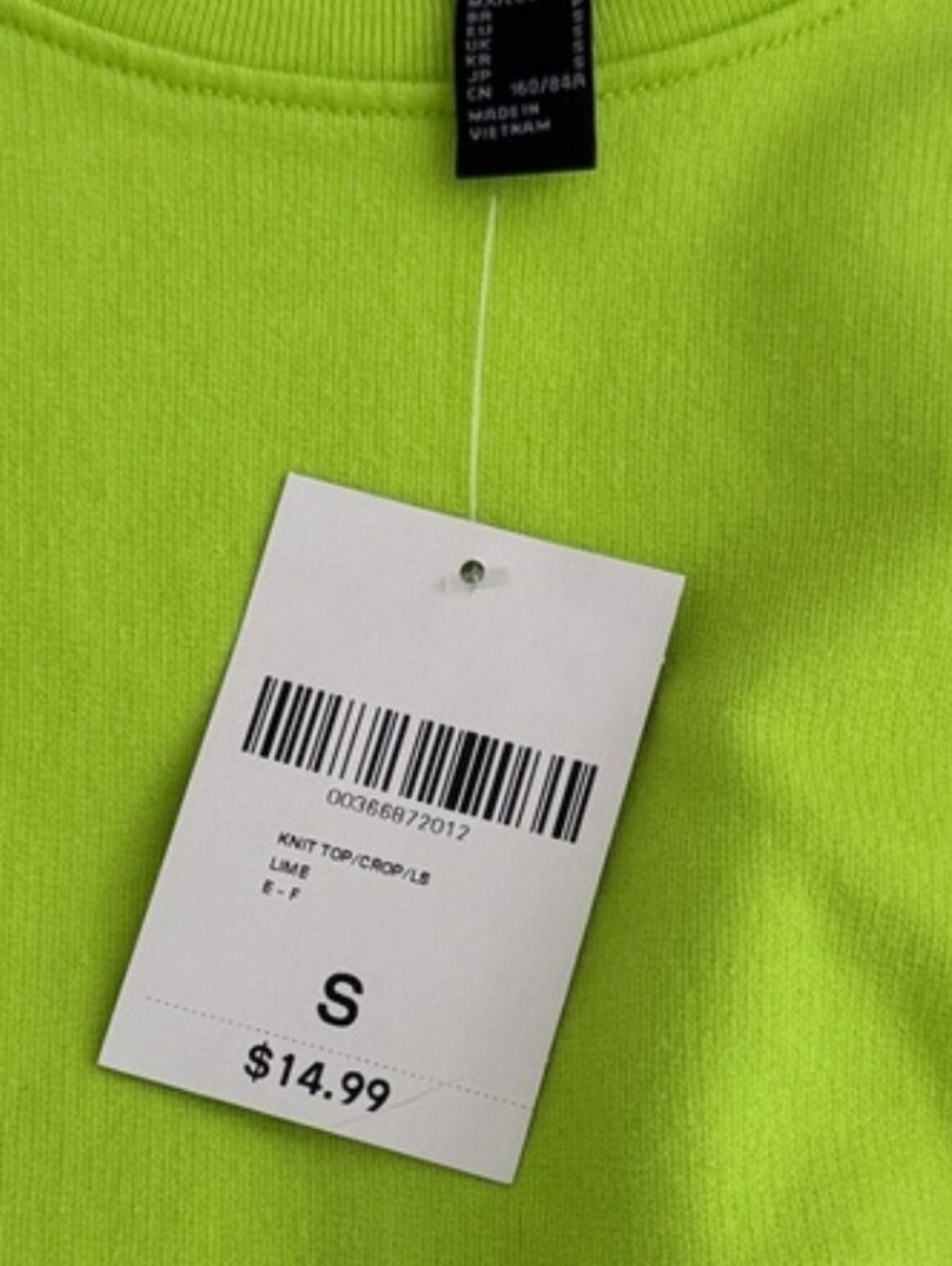 NWT Forever 21 Neon Green Distressed Cropped Sweatshirt Size: Small - Picture 4 of 4